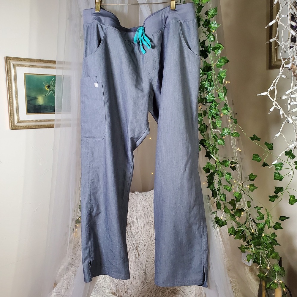 Figs Mens Technical Collection Scrub Pants Grey Pockes Straight Leg Size 2XL